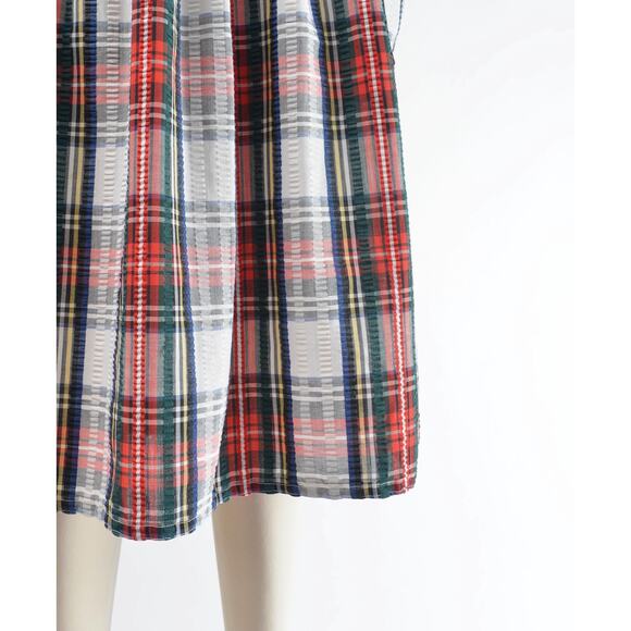 Vintage Tartan Plaid Seersucker Full Pleated Midi Skirt with Pockets size XS - Picture 5 of 7